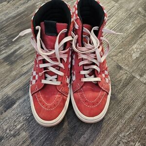Vans Red and White Checkered High-Tops